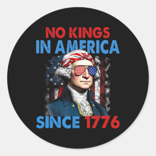 Sticker Rond Aucun Rois En Amérique Depuis 1776 Drapeau Usa Enr