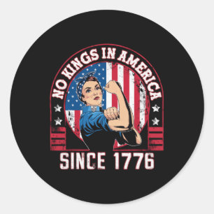 Sticker Rond Aucun Rois En Amérique Depuis 1776 Drapeau Usa Enr