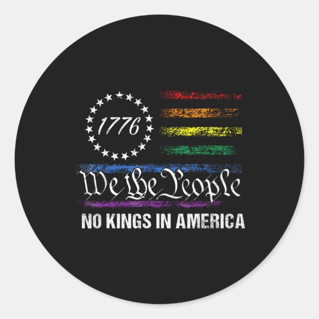 Sticker Rond Aucun Rois En Amérique Nous Le Peuple Drapeau Poli (Devant)