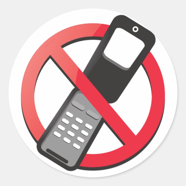 Sticker Rond Aucun téléphone portable autorisé (Devant)