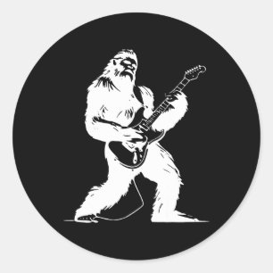 Sticker Rond Aucun texte visible détecté Yeti Guitariste Rock L