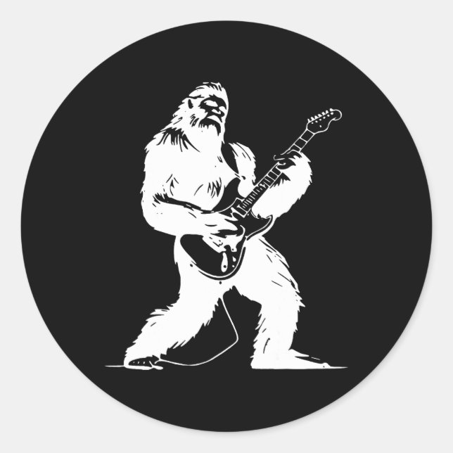 Sticker Rond Aucun texte visible détecté Yeti Guitariste Rock L (Devant)