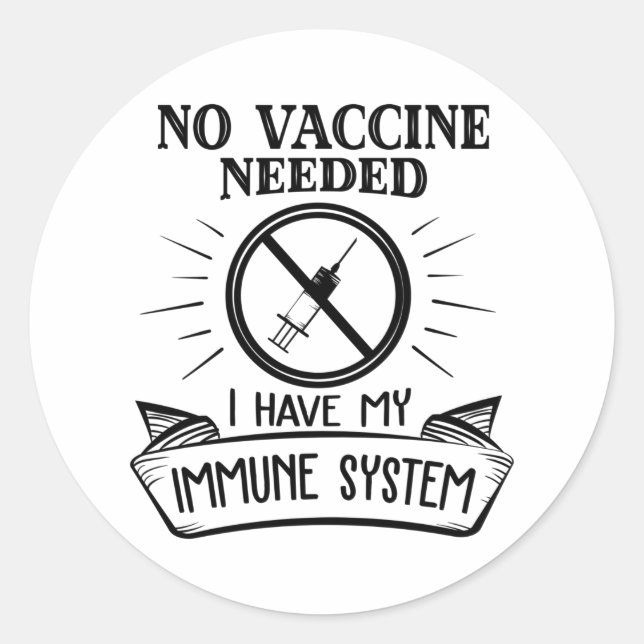 Sticker Rond Aucun vaccin nécessaire pour l'impression anti-vac (Devant)