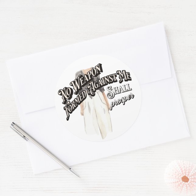 Sticker Rond Aucune Arme Formée Contre Moi Ne Prospère (Enveloppe)