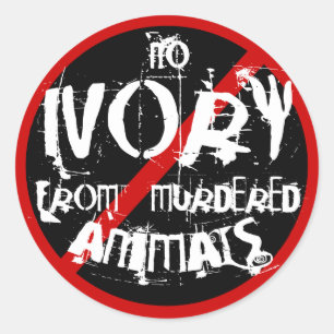 STICKER ROND AUCUNE IVOIRE D'ANIMAUX TUÉS