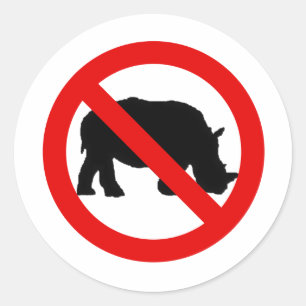 Sticker Rond Aucuns rhinocéros permis