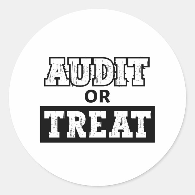 Sticker Rond Audit ou traitement - Comptable drôle Halloween (Devant)