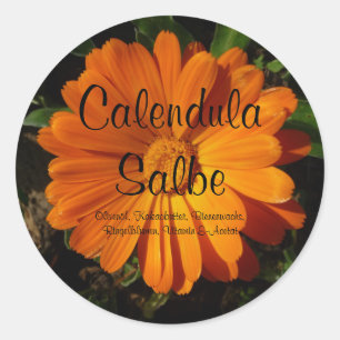 Sticker Rond Aufkleber, Calendula / Ringelblumen Salbe
