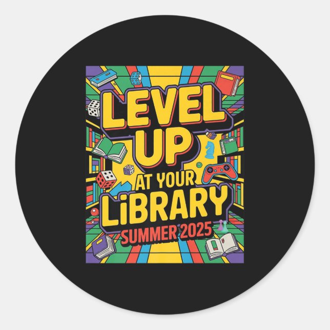Sticker Rond Augmentez Vos Compétences À La Bibliothèque Été 20 (Devant)