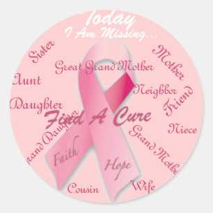 Sticker Rond Aujourd'hui, il me manque Pink Ribbon