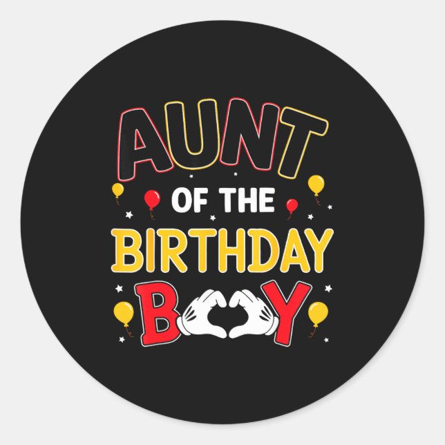 Sticker Rond Aunt Of The Birthday Boy Matching Family Birthday  (Devant)
