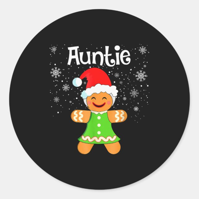 Sticker Rond Auntie Gingerbread Family Matching Christmas Women (Devant)