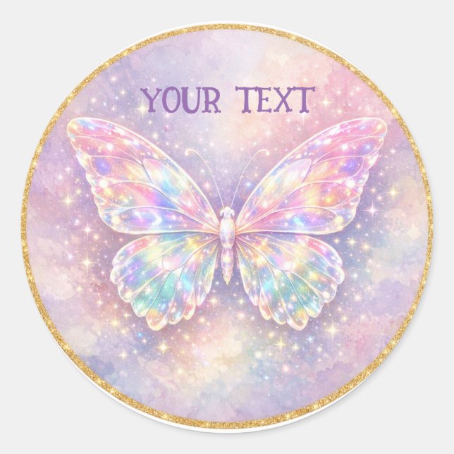 Sticker Rond Aura de papillon holographique (Devant)