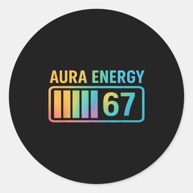 Sticker Rond Aura Energy 67 Gen Alpha 6 7 Meme Infinite Rizz St (Devant)