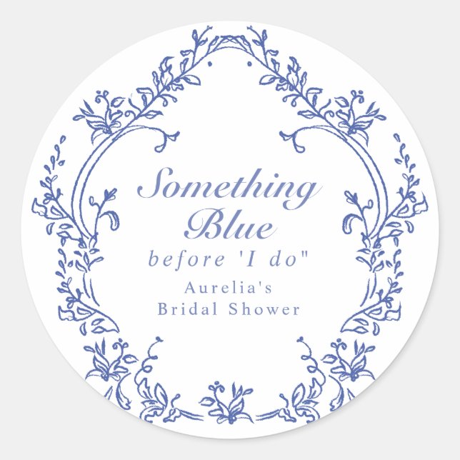 Sticker Rond AURELIA Chinoiserie Something Blue Baby Shower Mar (Devant)