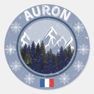 Sticker Rond Auron Station de Ski