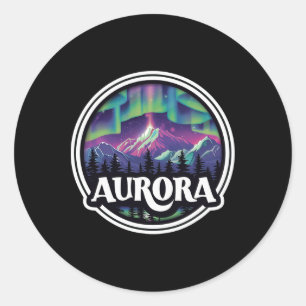 Sticker Rond Aurora Colorado Montagnes Rocheuses Co Ski Hiver D