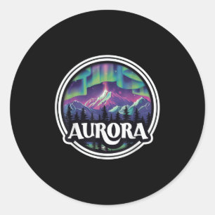 Sticker Rond Aurora Colorado Roche Montagnes Co Ski Hiver De