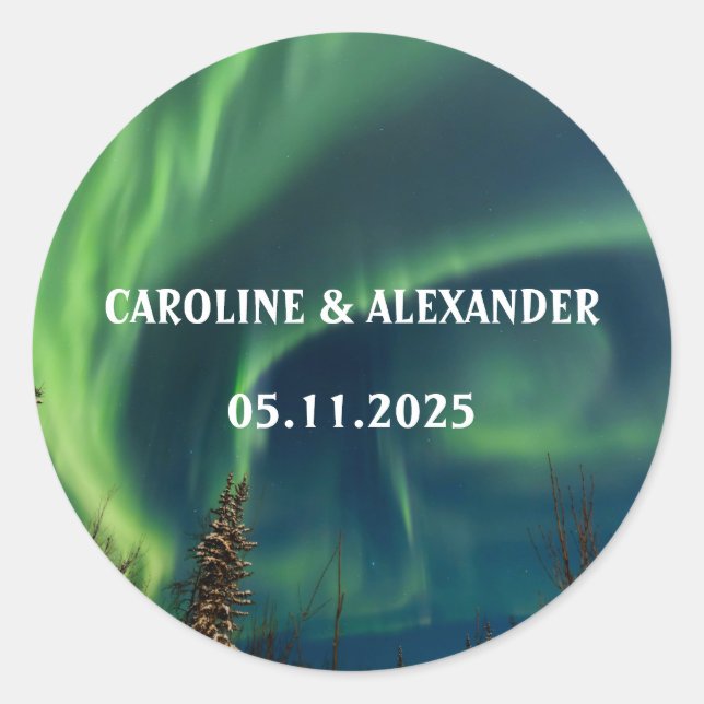 Sticker Rond aurores boréales Aurora Borealis Mariage de ciel n (Devant)