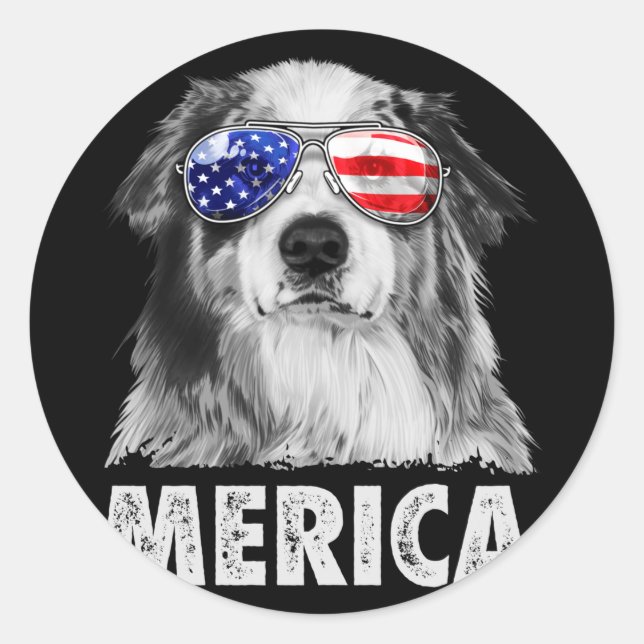 Sticker Rond Aussie berger australien 4 juillet merica (Devant)