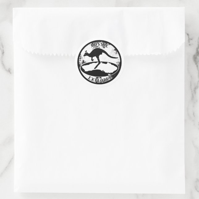 Sticker Rond Aussie Explorer en grunge (Sac)