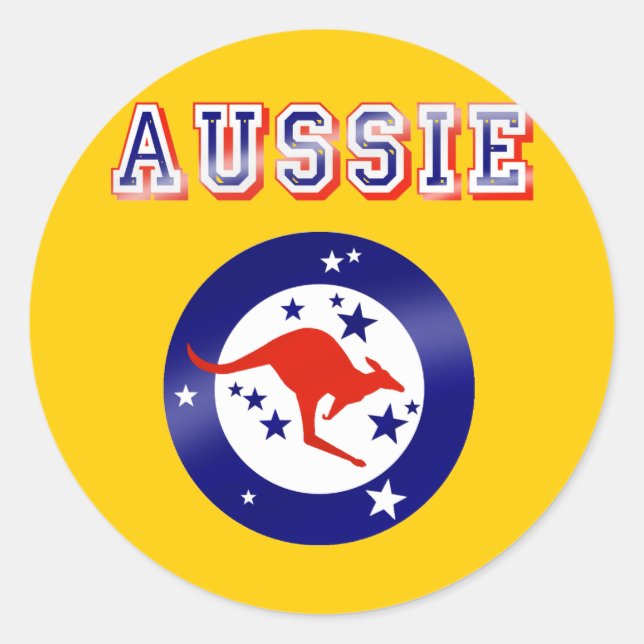 Sticker Rond Aussie Kangaroo logo emblème (Devant)