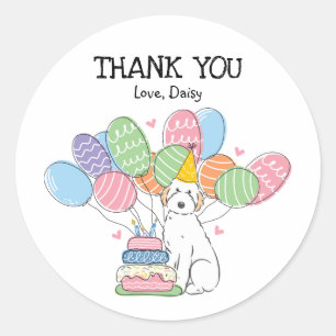 Sticker Rond Aussiedoodle Chien Anniversaire Fête Favoriser Tag