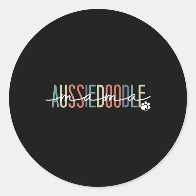 Sticker Rond Aussiedoodle Mama Aussie Doodle Dog Maman D (Devant)
