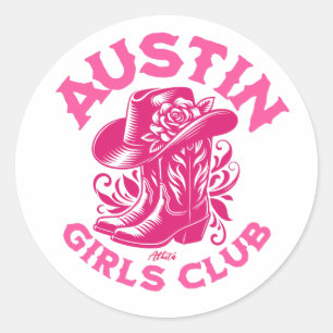 Sticker Rond austin bachelorette floral cowgirl rose