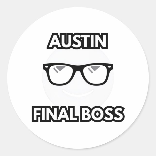 Sticker Rond Austin Final Boss Cool Emoji (Devant)
