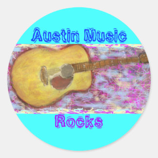 Sticker Rond Austin Music Rocks