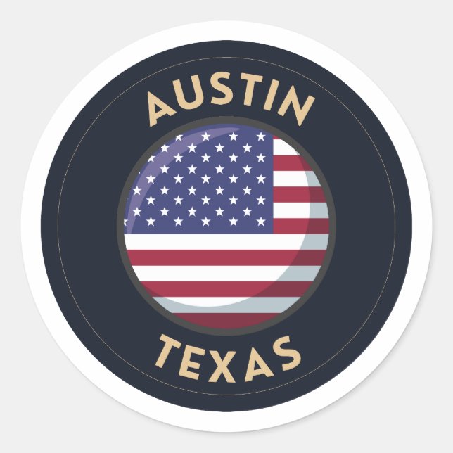 Sticker Rond Austin Texas - États-Unis d'Amérique Texas (Devant)
