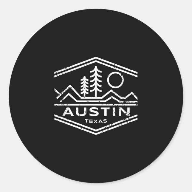 Sticker Rond Austin Texas Toxits Austin TX Outdoors Hiking (Devant)