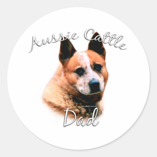 Sticker Rond Australian Cattle Chien Papa 2 (Devant)