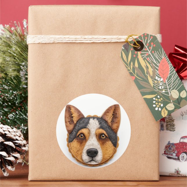 Sticker Rond Australian Cattle Dog 3D Inspiré (vacances)
