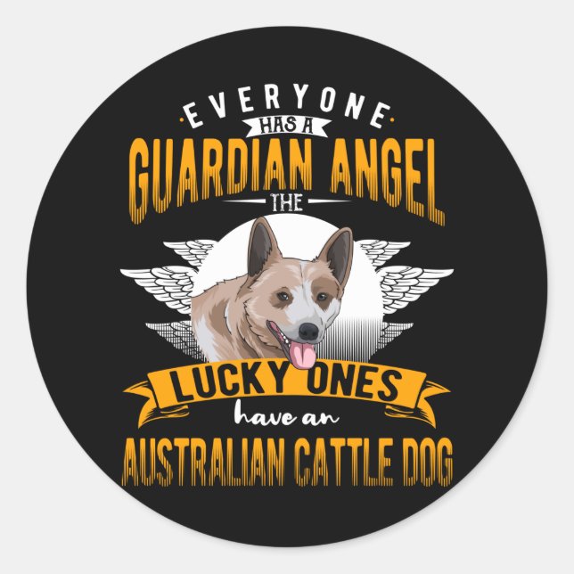 Sticker Rond Australian Cattle Dog Heeler Idée cadeau (Devant)