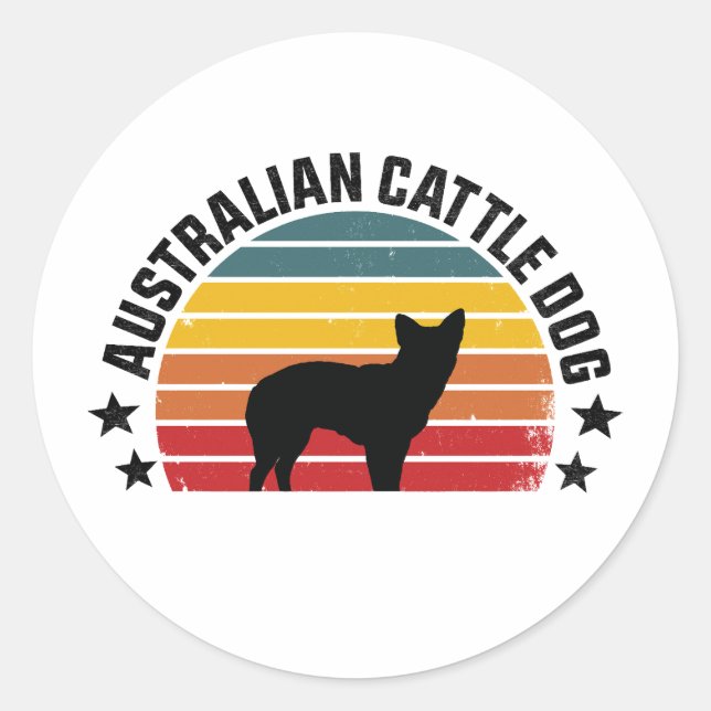 Sticker Rond australian cattle dog, red heeler dog (Devant)