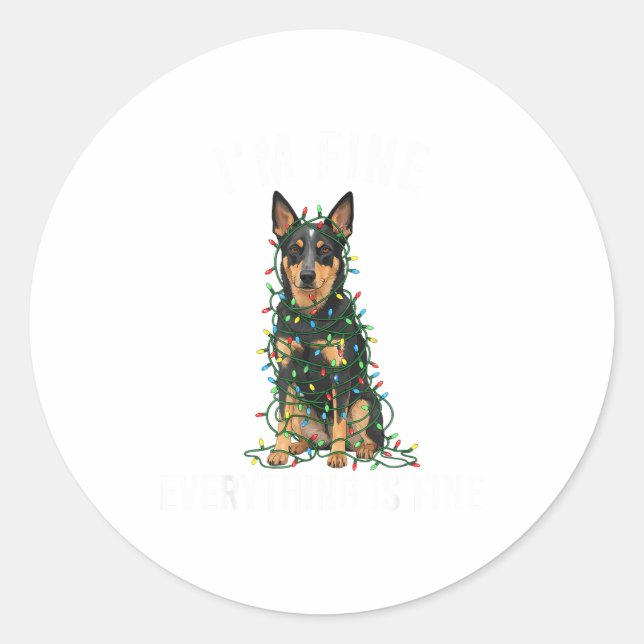 Sticker Rond Australian Kele Christmas I'm Fine Everything Is F (Devant)
