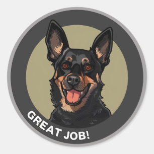 Sticker Rond Australian Kelpie Grande récompense d'enseignant d