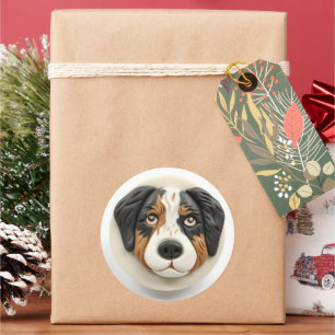 Sticker Rond Australian Shepherd Dog 3D inspiré
