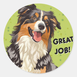 Sticker Rond Australian Shepherd Grande récompense de professeu