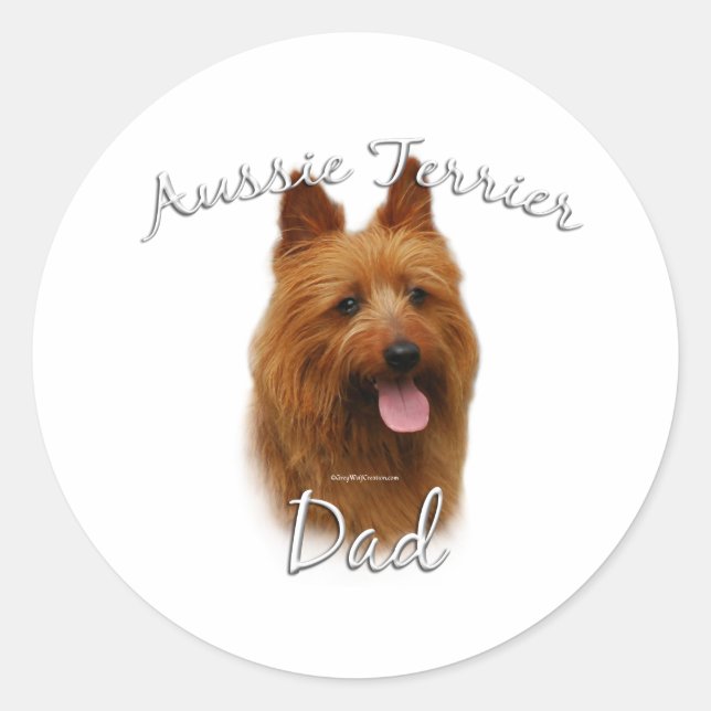 Sticker Rond Australian Terrier Papa 2 (Devant)