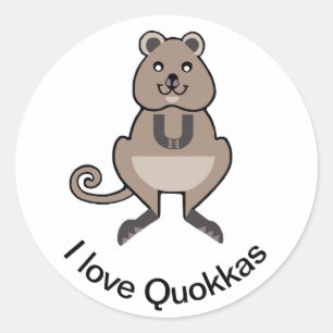 Sticker Rond Australie - J'aime QUOKKAS - Marsupial - Faune -