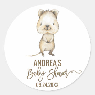 Sticker Rond Australie Quokka Neutre Baby shower Favoriser