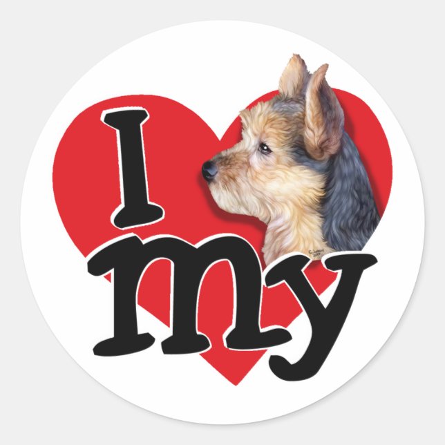 Sticker Rond Australien Terrier I (coeur) mon (Devant)