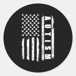 Sticker Rond Autism American Flag Sensibilisation sur l'autisme