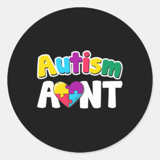 Sticker Rond Autism Aunt Awareness Puzzle Pieces Colors Gift 