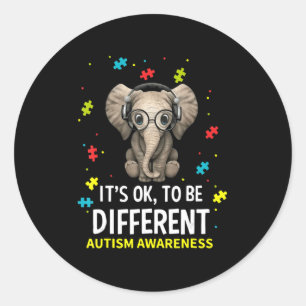 Sticker Rond Autism Aware Acceptance Women Kid Its Ok To Be