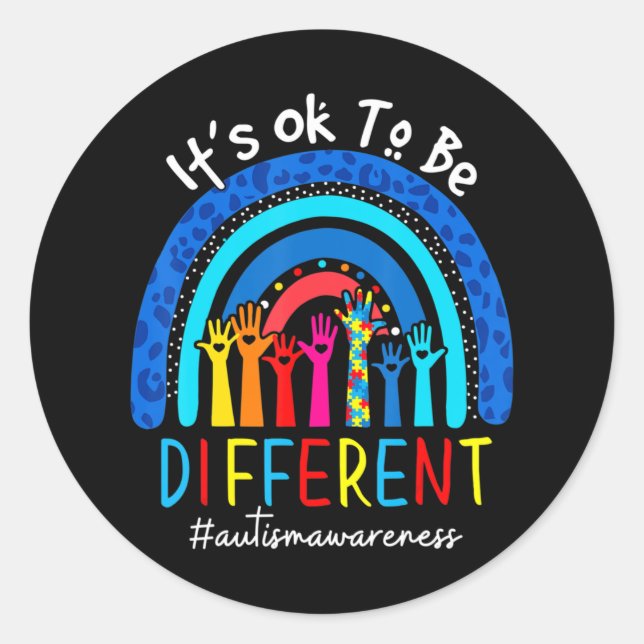 Sticker Rond Autism Aware Acceptance Women Kid Its Ok To Be (Devant)