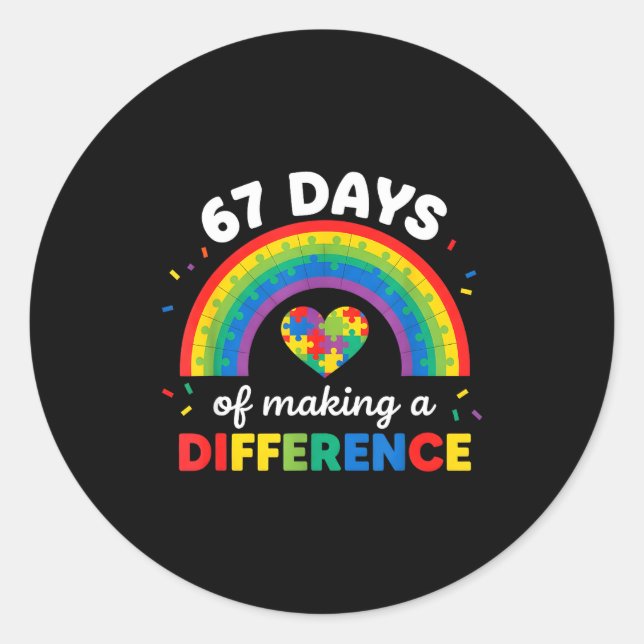 Sticker Rond Autism Awareness 67 Days Of Making A Difference 6  (Devant)